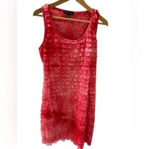 INC international Concepts L pink blush coral short ruffle dress stretchy